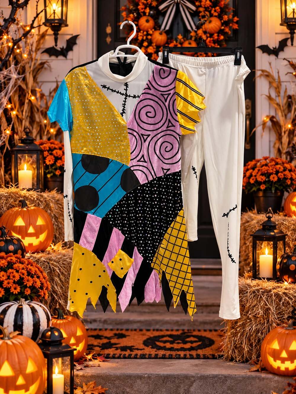 Disney The Nightmare Before Christmas Sally Costume Dress and Leggings Sz XL